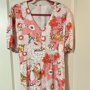 Floral Pink and White Dress